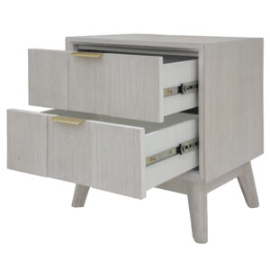 "Alena" Hampton Style Hardwood Timber 2 Drawer Bedside Whitewash, 55X42X60CM (RRP $449)
