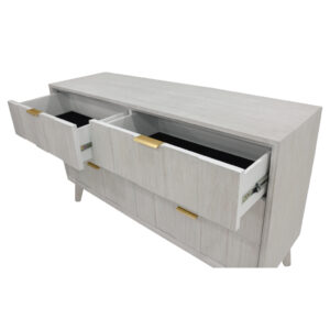 "Alena" Hampton Style Hardwood Timber 6 Drawer Dresser Whitewash, 140X42X82CM (RRP $1499)