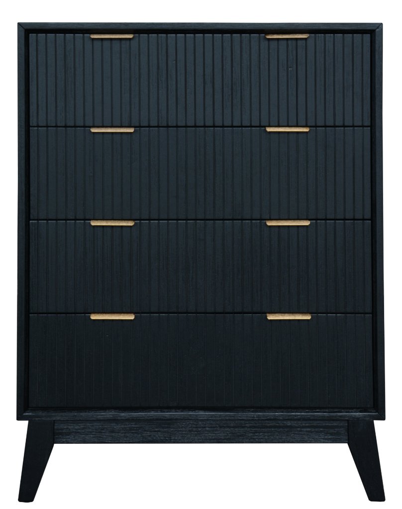"Ellie" Hamptons Style 4 Drawer Tallboy, Black 90x42x120CM (RRP $1299) - Image 4