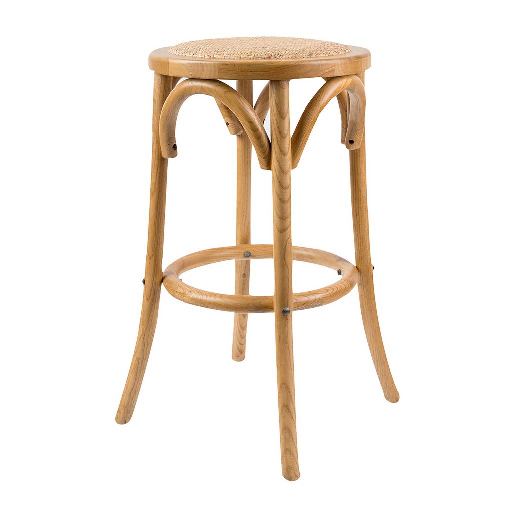 "Cafe" Hamptons Style Timber Barstool, Natural Oak with Rattan Seat (RRP $249) - Image 3