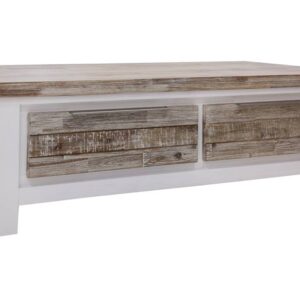 "Coastal" Hamptons Style Timber Coffee Table W130 x D70 x H40 CM, Timber Top with Vivid White Base (RRP $1199)