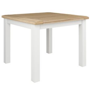 "Corlette" Coastal Hamptons Style Square Timber Dining Table Oak Top & White Legs, 100cm x 100cm (RRP $999)