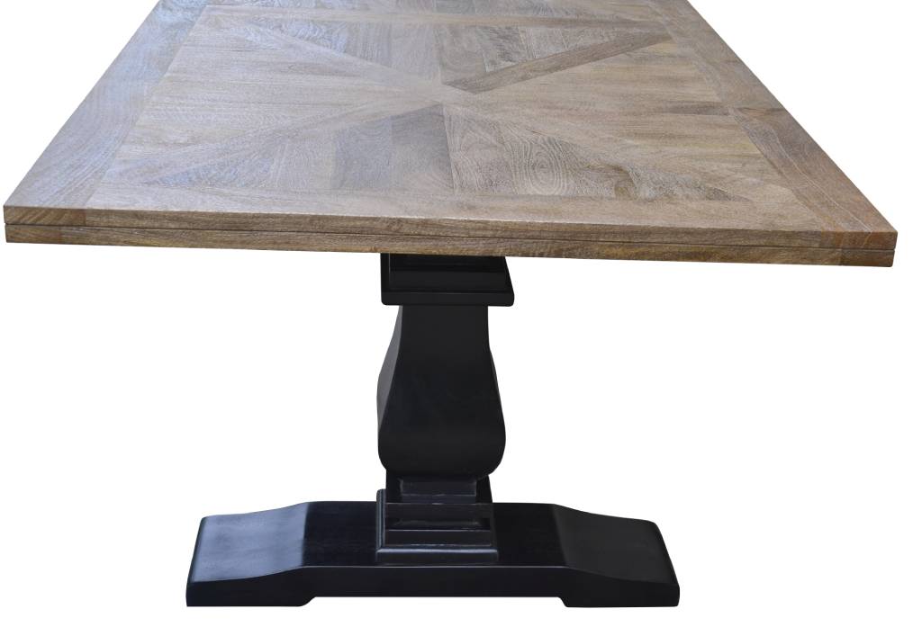 "Tuscany" Hardwood Timber Dining Table, Oak Top & Black Base 230x110cm (RRP $2999) - Image 2