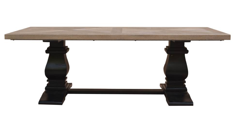 "Tuscany" Hardwood Timber Coffee Table, Oak top + Black Base, 140X70X45cm (RRP $1499) - Image 3