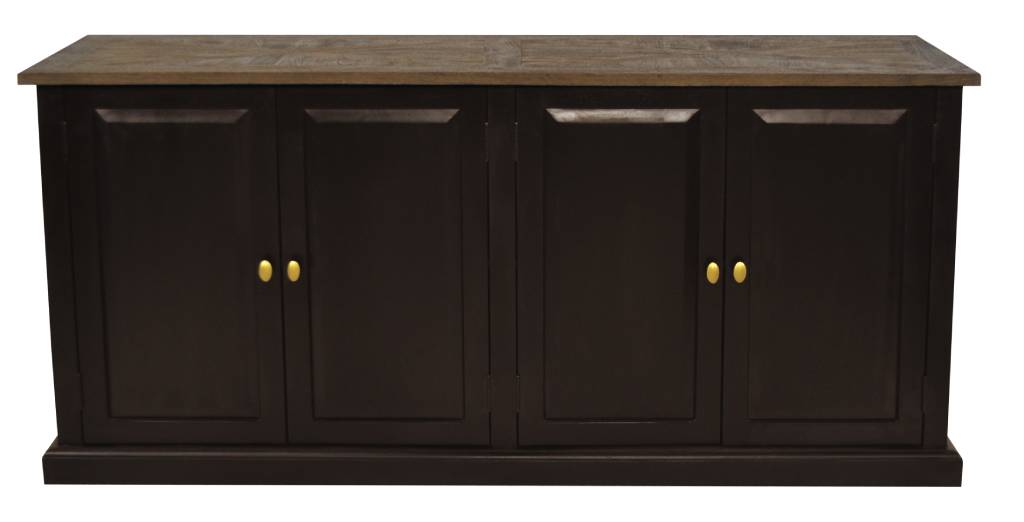 "Tuscany" Hardwood Timber Sideboard Buffet, Oak top + Black Base, 180X45X85cm (RRP $1999) - Image 5