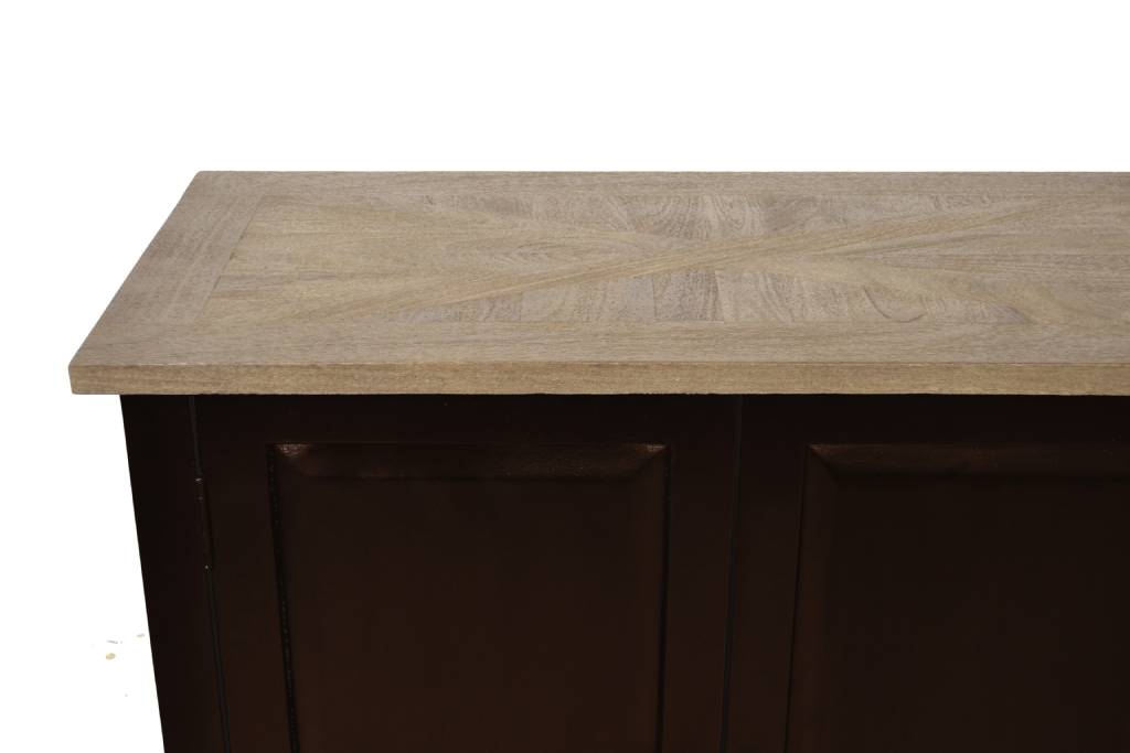 "Tuscany" Hardwood Timber Sideboard Buffet, Oak top + Black Base, 180X45X85cm (RRP $1999) - Image 2