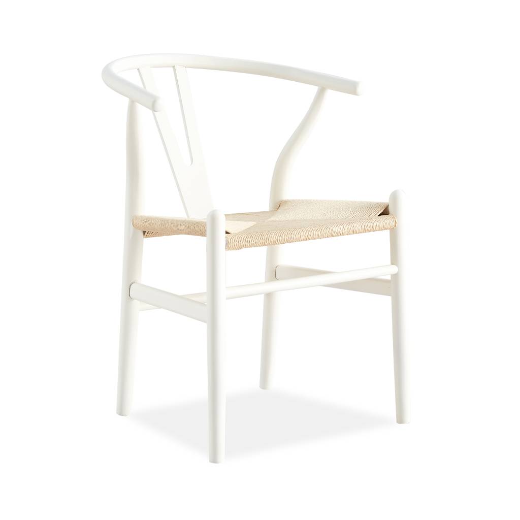 "Wishbone" Resort Style Dining Chair Natural Seat, White W56 x D57 x H78 CM (RRP $299) - Image 2