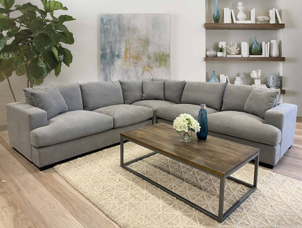 "Hamilton" Superior Comfort Fabric & Feather Corner Modular Lounge, LIght Grey W268 x D268 x H86 CM (RRP $3499) - Image 2