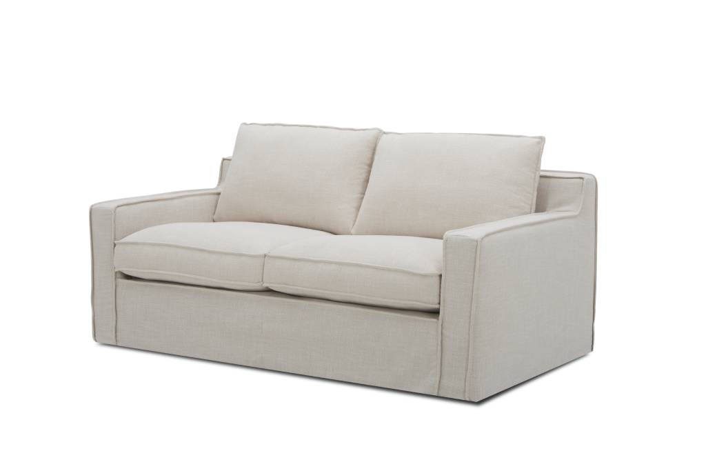 "Hampshire" Hamptons Style Feather 2 Seater Lounge Loose Cover, Beige (RRP $2499) - Image 2
