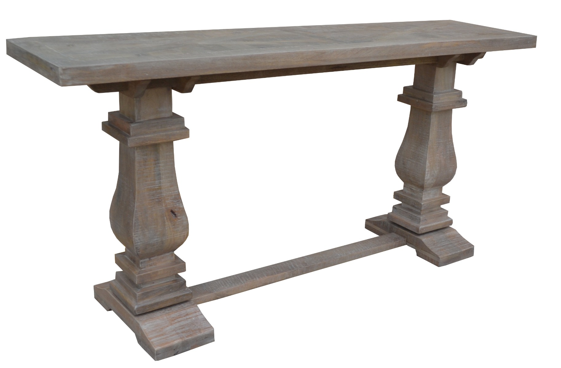 Hayman Hampton Style Hardwood Timber Hall Table Console with Pedestal Base Whitewash, 160cm x 40cm x 77cmH - Image 2