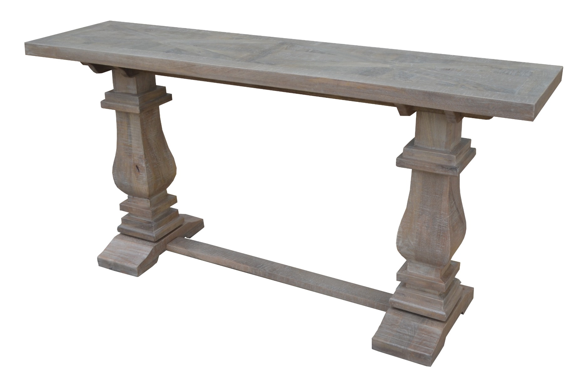 Hayman Hampton Style Hardwood Timber Hall Table Console with Pedestal Base Whitewash, 160cm x 40cm x 77cmH - Image 3