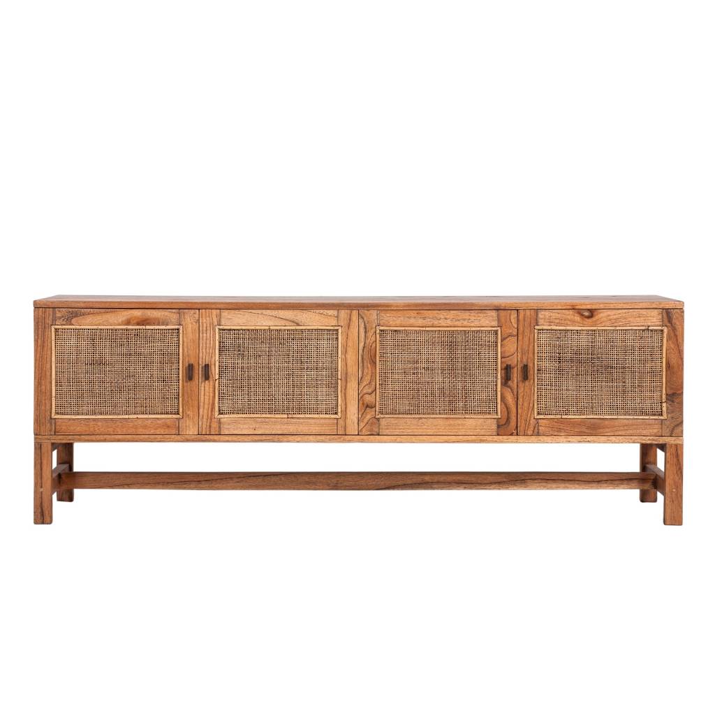 "Bahamas" Hampton Style Timber 4 Door TV Unit in Light Tobacco, 160cmW X 40cmD x H55cmH (RRP $1199) - Image 2