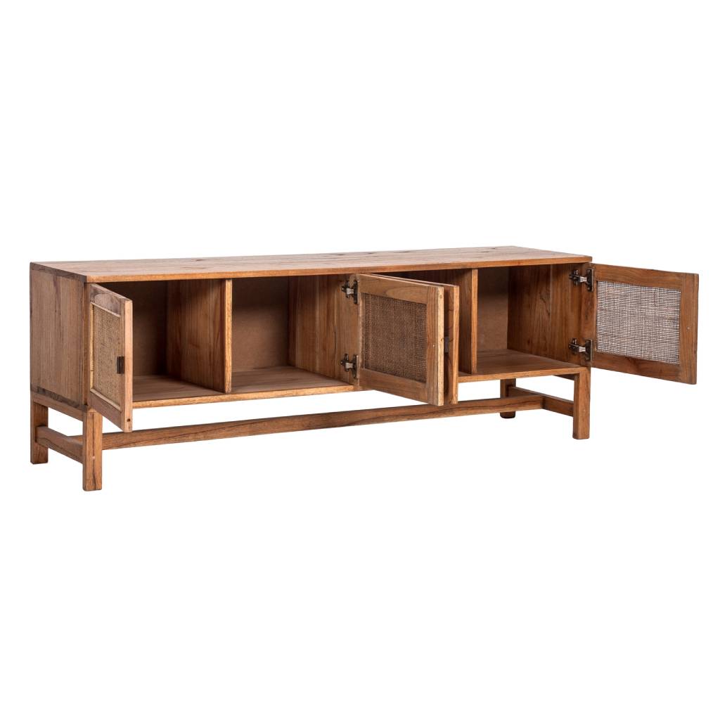 "Bahamas" Hampton Style Timber 4 Door TV Unit in Light Tobacco, 160cmW X 40cmD x H55cmH (RRP $1199) - Image 3