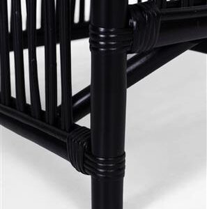 "Bangalow" Resort Style Rattan Cane Black Dining Armchair with White Cushion (RRP $449)