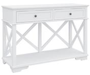 "Emily" Hamptons Style Timber Console Table 2 Drawer White, 130cmL x 50cmD x 85cmH - Image 3