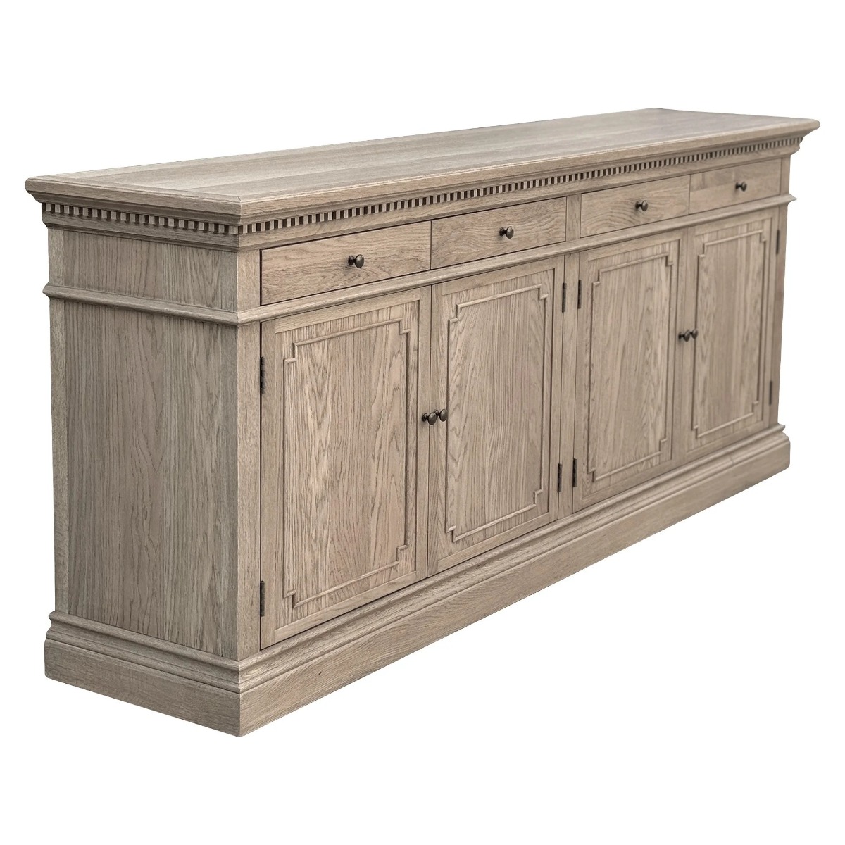 "Harbord" Hamptons Style 4 Door 4 Drawer Buffet Sideboard Weathered Oak, 220cmW x 48cmD x 90cmH (RRP $4999) - Image 2
