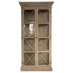 "Maine" Hamptons Style 2 Door Timber Display Unit Whitewashed Oak, 112cm W x 56cm D x 220cm H