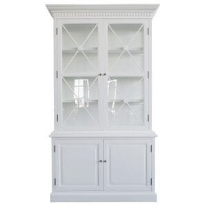 "Balmoral" Hamptons Style Timber 2 Door Buffet and Hutch Display Cabinet, White 125cmW x 45cmD x 220cmH (RRP $4999)