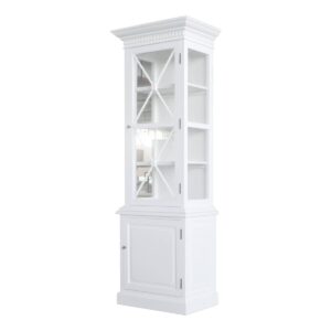 "Balmoral" Hamptons Style Timber French Single Door Sideboard & Hutch Display Cabinet, White 75cmW x 45cmD x 220cmH (RRP $2999)