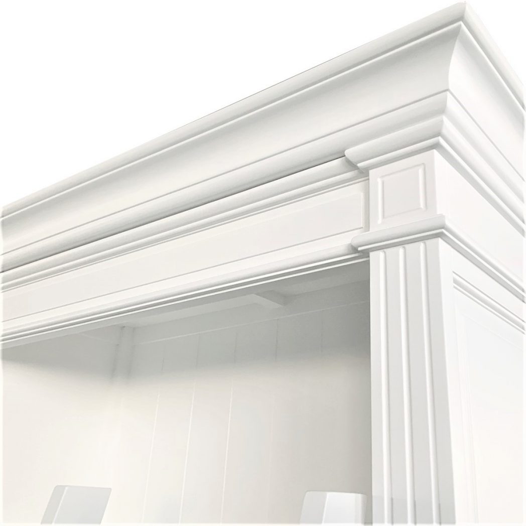 "Vincentia" Hamptons Style 2-Bay Timber Library Bookcase with Ladder White, 208cmW x 45cmD x 220cmH (RRP $7999) - Image 3