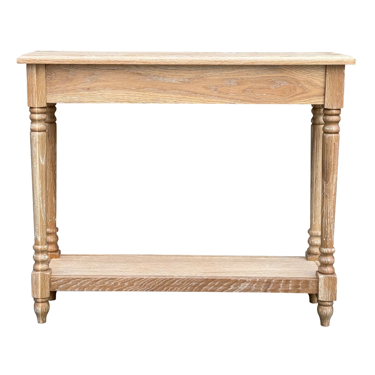 "Sienna" Hamptons Style Oak Timber Hall Table Whitewashed Oak, 100cmW x 30cmD x 85cmH (RRP $1499) - Image 5