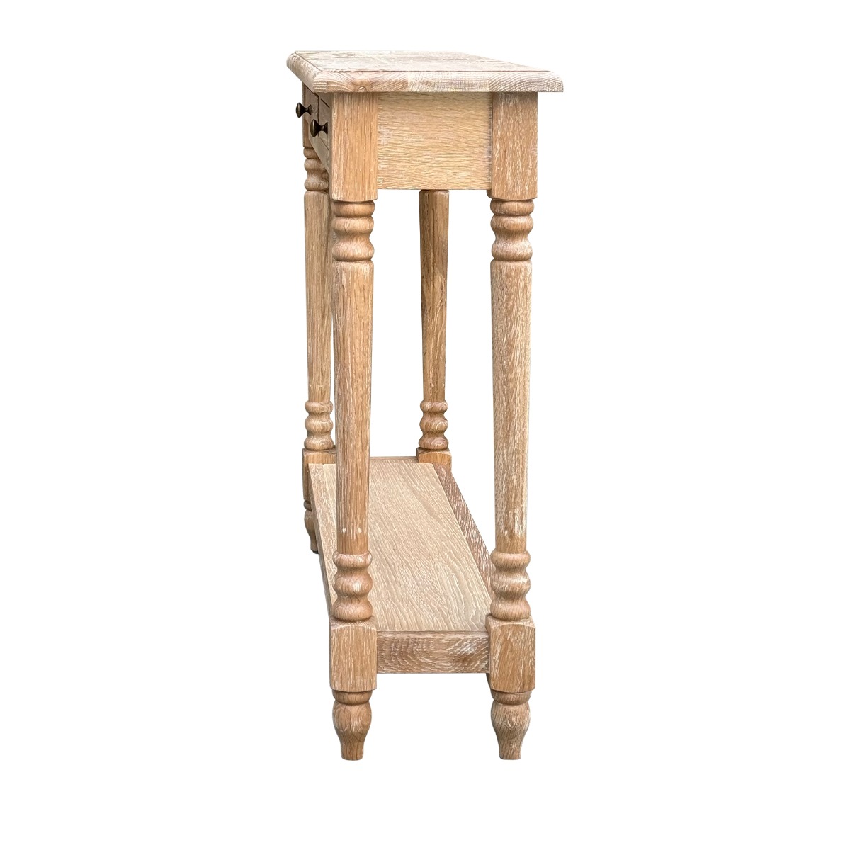 "Sienna" Hamptons Style Oak Timber Hall Table Whitewashed Oak, 100cmW x 30cmD x 85cmH (RRP $1499) - Image 4