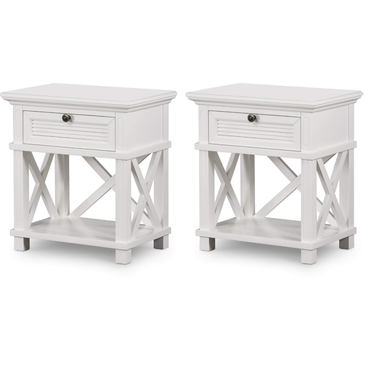 West Beach Hamptons Bedside Table W/Drawer White, W60 cm D60 cm H 65cm (RRP $499) - Image 13