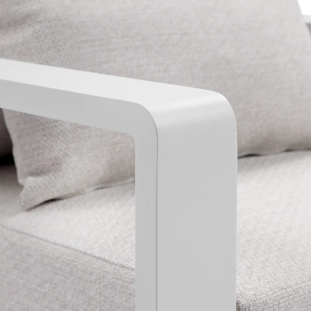"WHitehaven" Coastal Hamptons Outdoor Aluminium 2 Seater White Lounge with Olefin Sandstone Cushions, L156cm x D88cm x H66cm (RRP $2999) - Image 6