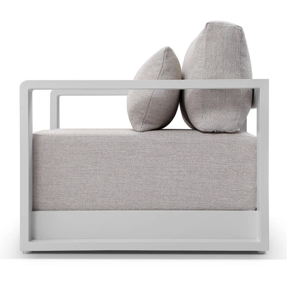 "Whitehaven" Coastal Hamptons Outdoor Aluminium 2 Seater White Lounge with Olefin Sandstone Cushions, L156cm x D88cm x H66cm (RRP $2999) - Image 5