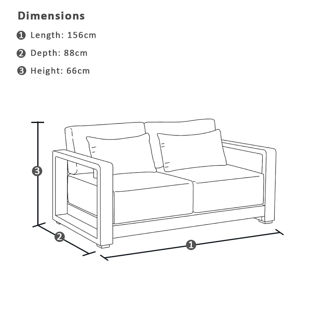 "WHitehaven" Coastal Hamptons Outdoor Aluminium 2 Seater White Lounge with Olefin Sandstone Cushions, L156cm x D88cm x H66cm (RRP $2999) - Image 7