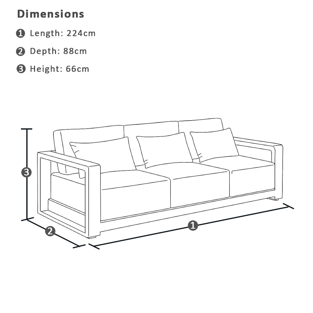 "Whitehaven" Coastal Hamptons Outdoor Aluminium 3 Seater White Lounge with Olefin Grey Cushions, L224cm x D88cm x H66cm (RRP $3499) - Image 6
