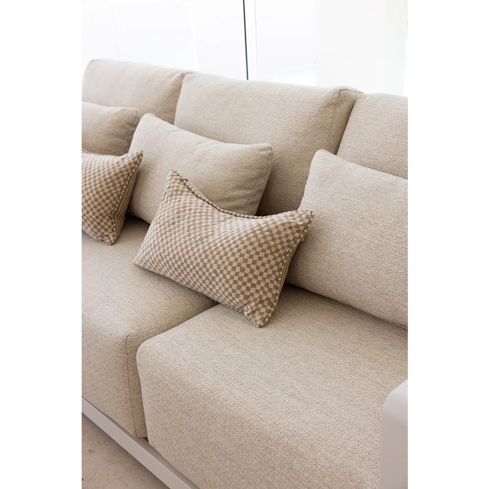 "Whitehaven" Coastal Hamptons Outdoor Aluminium 2 Seater White Lounge with Olefin Sandstone Cushions, L156cm x D88cm x H66cm (RRP $2999) - Image 2