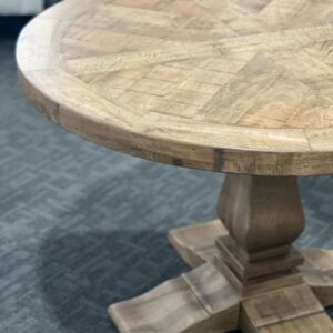 "Whitsunday" Hamptons Style Parquetry Hardwood Timber 120cm Round Dining Table, Hamptons Grey (RRP $1999)