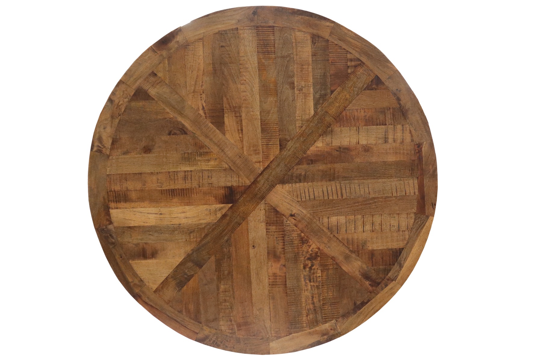"Whitsunday" Hamptons Style Parquetry Hardwood Timber 150cm Round Dining Table, Vintage Finish (RRP $2999) - Image 2