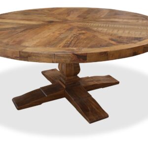 "Whitsunday" Hamptons Style Parquetry Hardwood Timber 180cm Round Dining Table, Vintage Finish (RRP $3999)