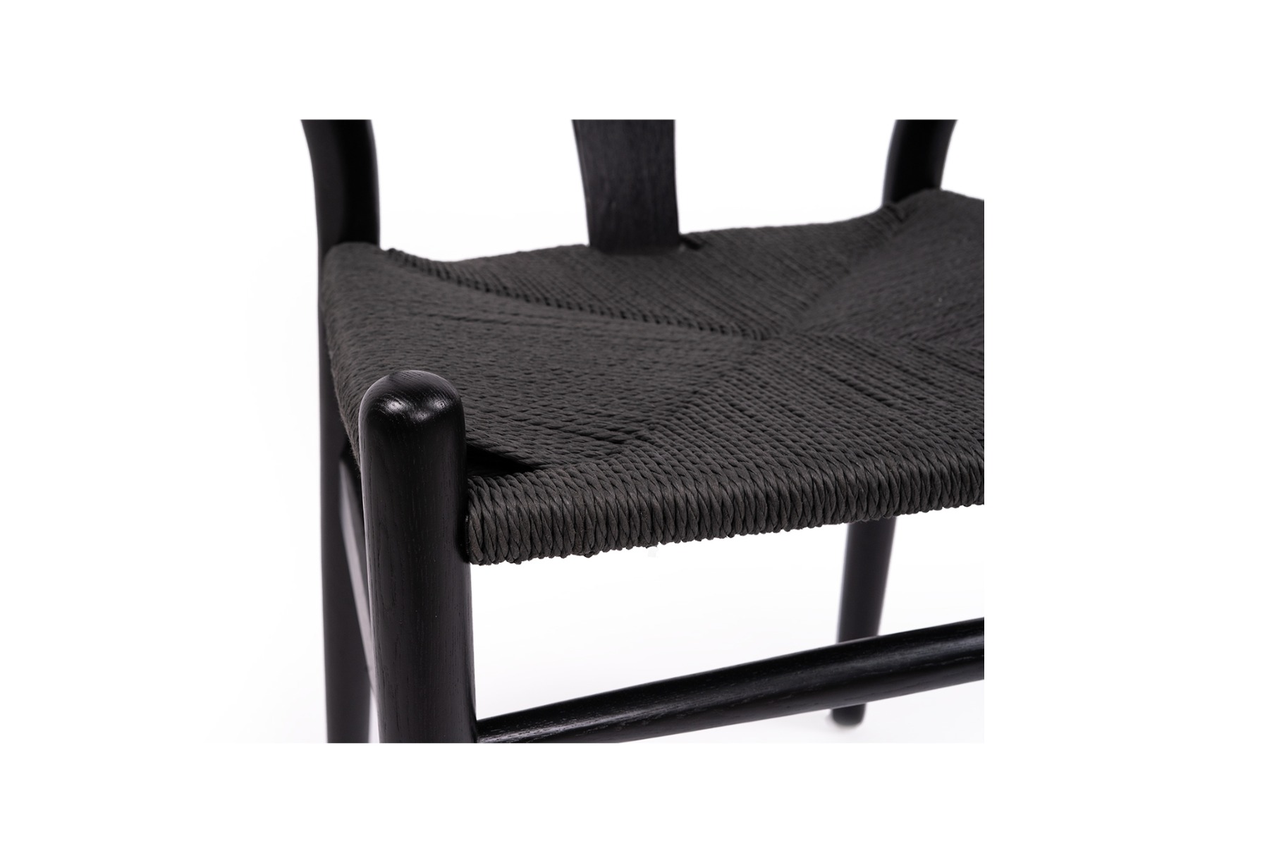 Wishbone Designer Replica Chair Black on Black, W 56cm x D 55cm x H74cm - Image 6