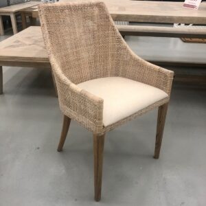 "Coral Bay" Hampton Style Rattan Dining Chair Whitewash, Mindi Timber Legs (RRP $449)