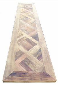 "Marrakesh" 3 Drawer Hardwood Parquetry Hall Table with Tapered Legs Recycled Elm, 180cm x 40cm x 85cm - Image 2