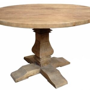 "Madrid" Hamptons Style Round Dining Table with Pedestal Base Recycled Elm, 120cm (RRP $1699)