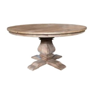 "Madrid" Hamptons Style Round Dining Table with Pedestal Base Recycled Elm, 180cm (RRP $3999)