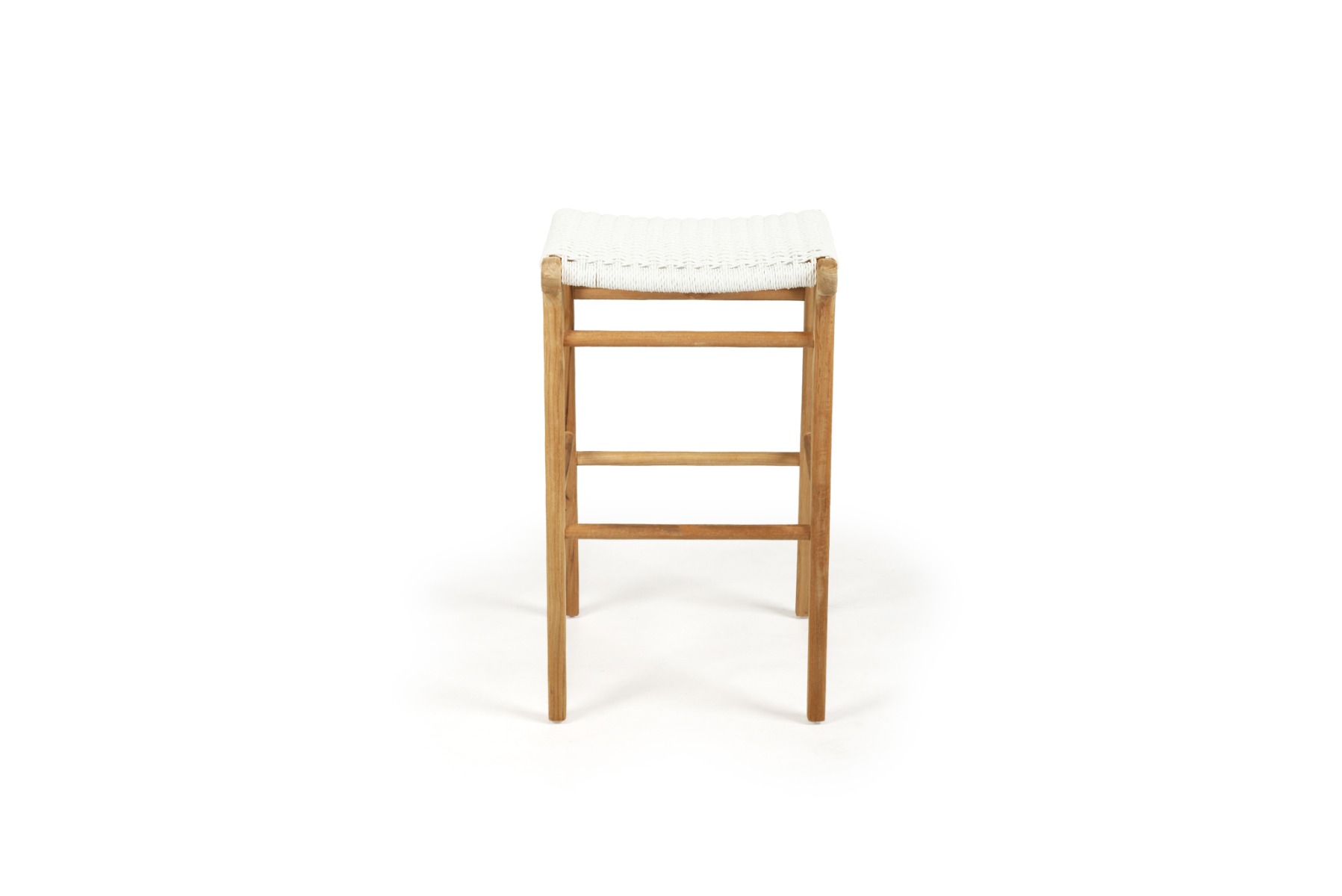 Zen Backless Bar Stool White (Close Weave), W 45cm × D 40cm × H 78cm - Image 2