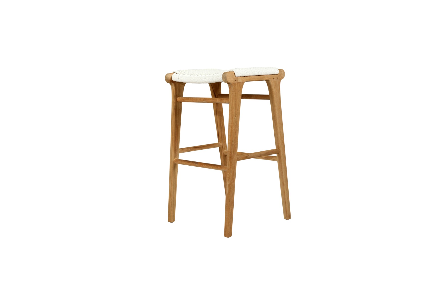 Zen Backless Bar Stool White (Close Weave), W 45cm × D 40cm × H 78cm - Image 3
