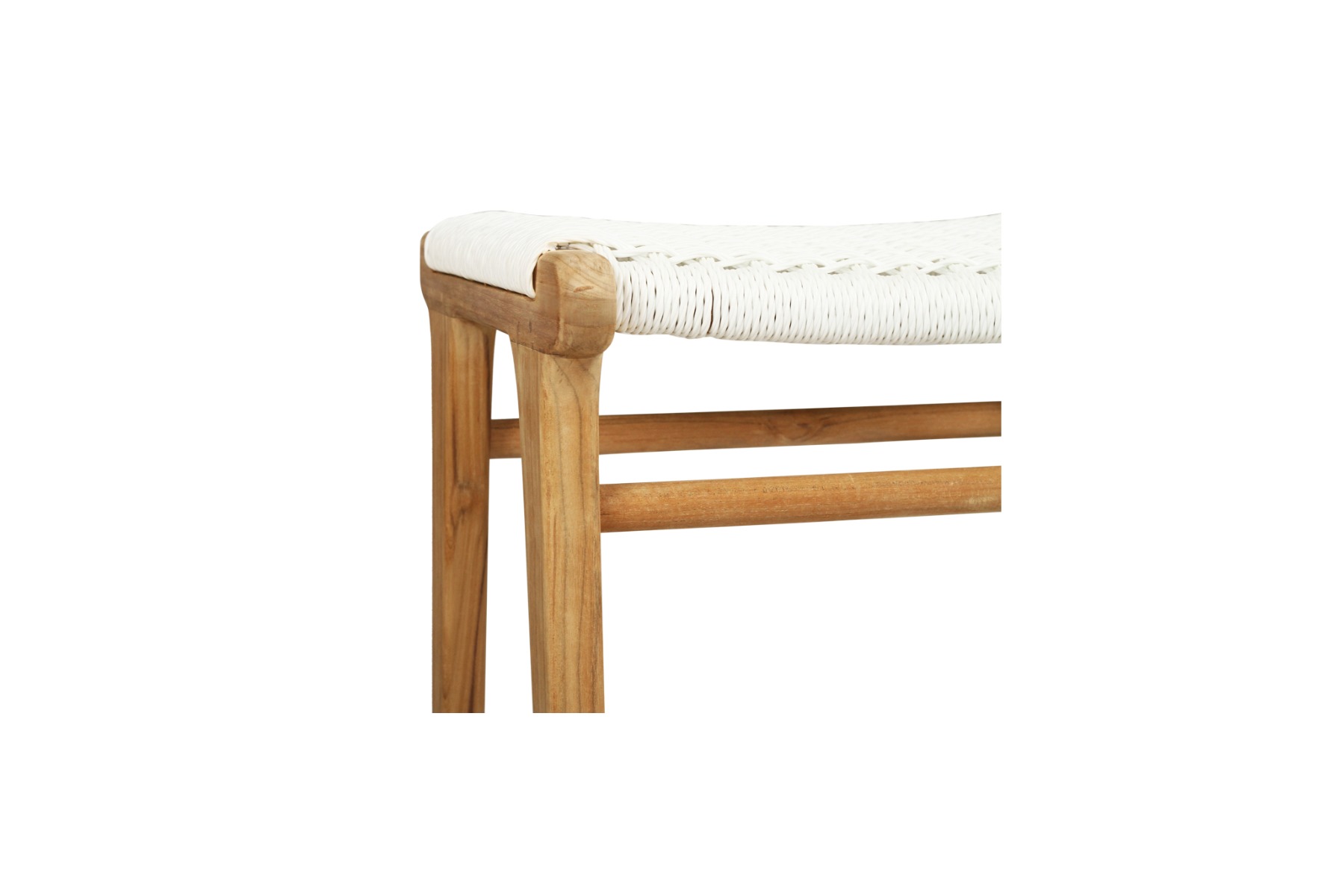 Zen Backless Bar Stool White (Close Weave), W 45cm × D 40cm × H 78cm - Image 7