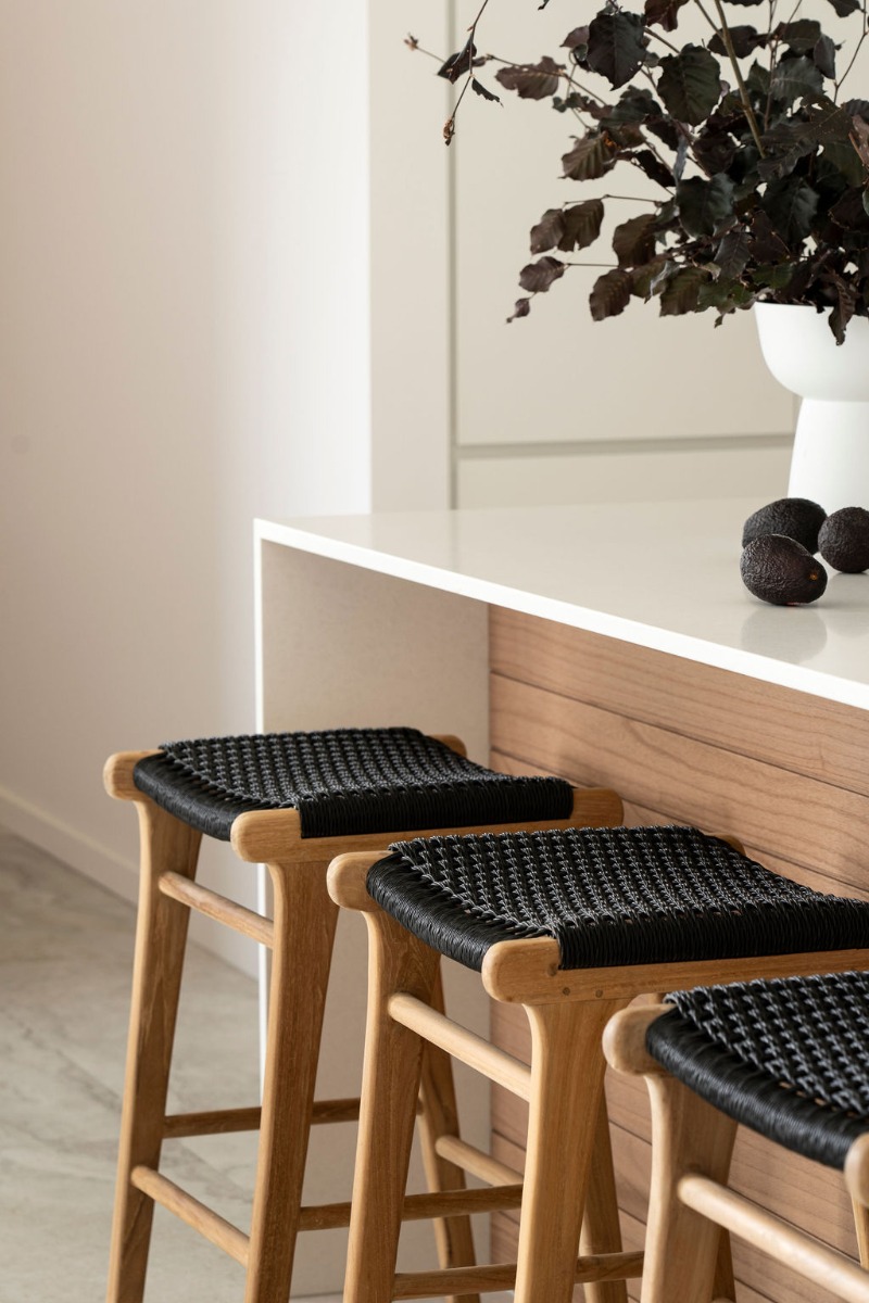 Zen Backless Counter Stool Black (Close Weave), W 45cm x D 40cm x H 68cm - Image 15
