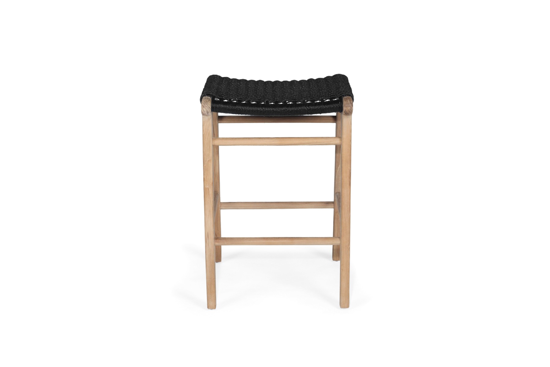 Zen Backless Counter Stool Black (Close Weave), W 45cm x D 40cm x H 68cm - Image 5