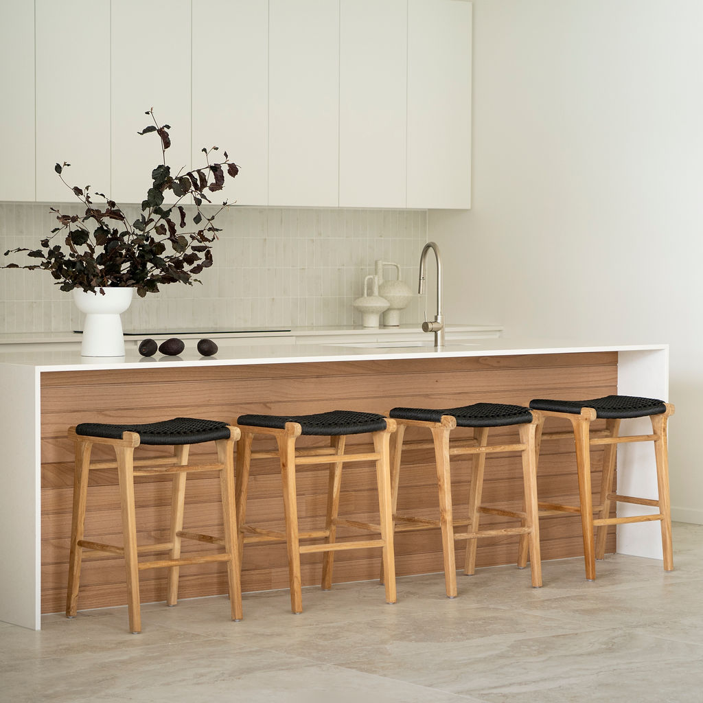 Zen Backless Counter Stool Black (Close Weave), W 45cm x D 40cm x H 68cm - Image 17