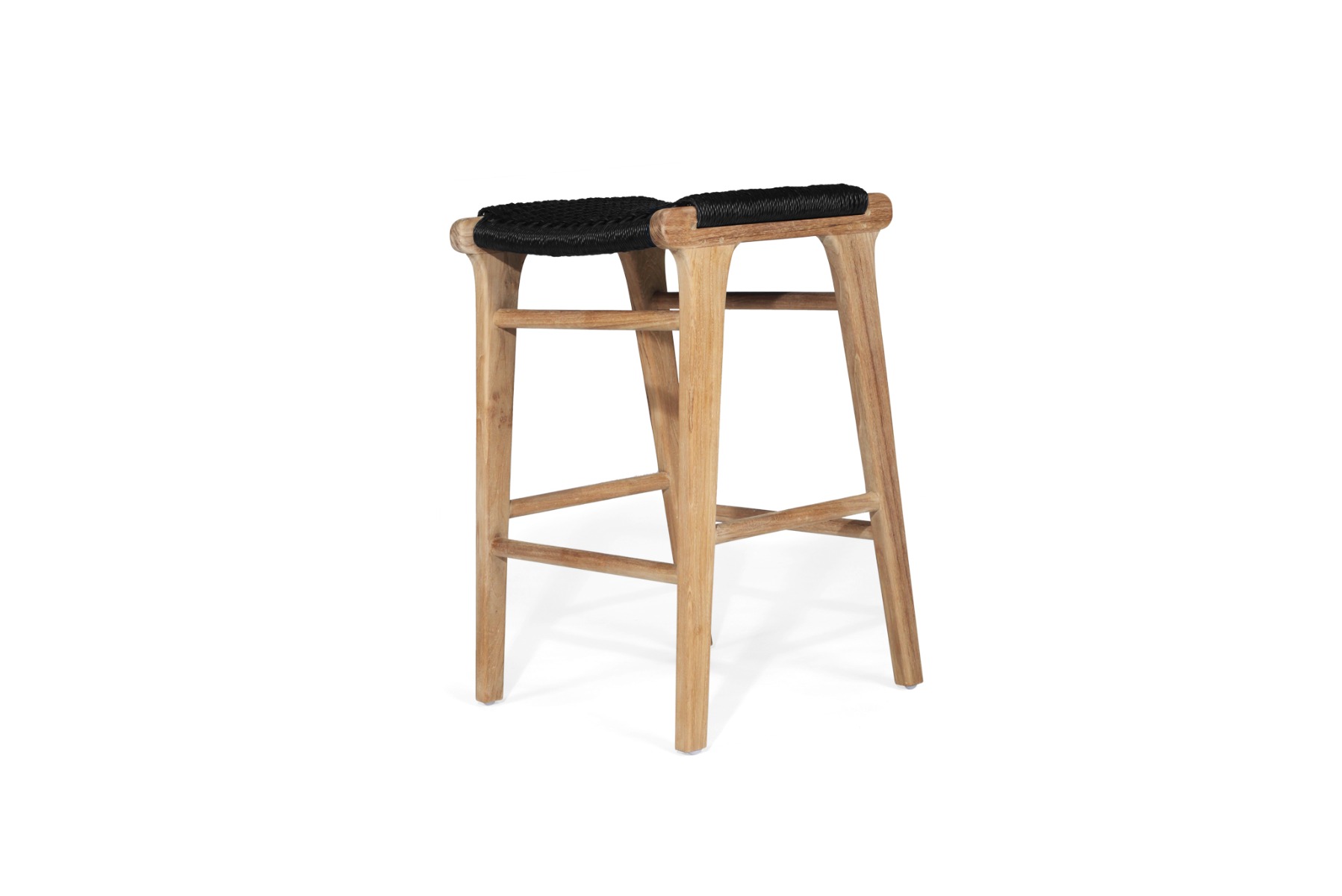 Zen Backless Counter Stool Black (Close Weave), W 45cm x D 40cm x H 68cm - Image 6