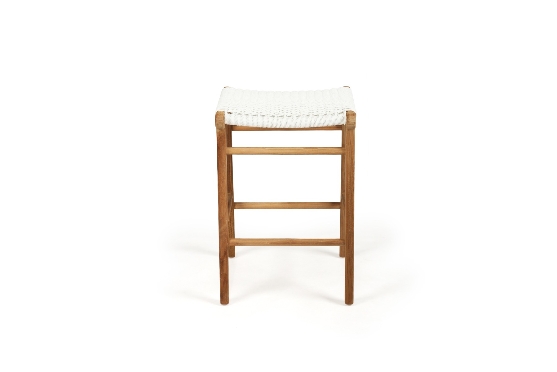 Zen Backless Counter Stool White (Close Weave), W 45cm x D 40cm x H 66cm - Image 5