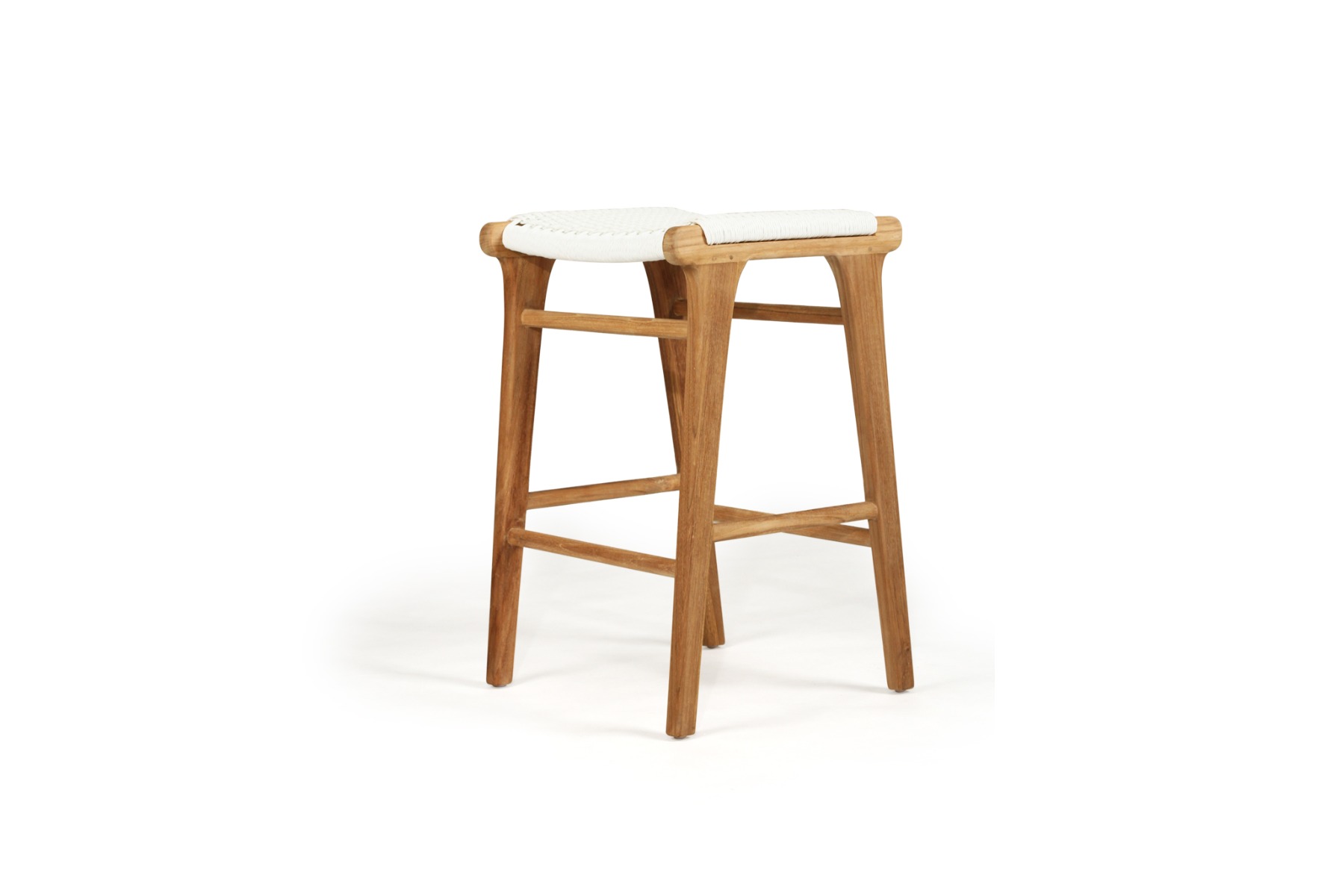 Zen Backless Counter Stool White (Close Weave), W 45cm x D 40cm x H 66cm - Image 7