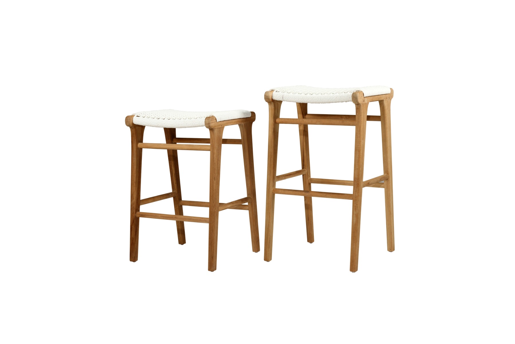 Zen Backless Counter Stool White (Close Weave), W 45cm x D 40cm x H 66cm - Image 4